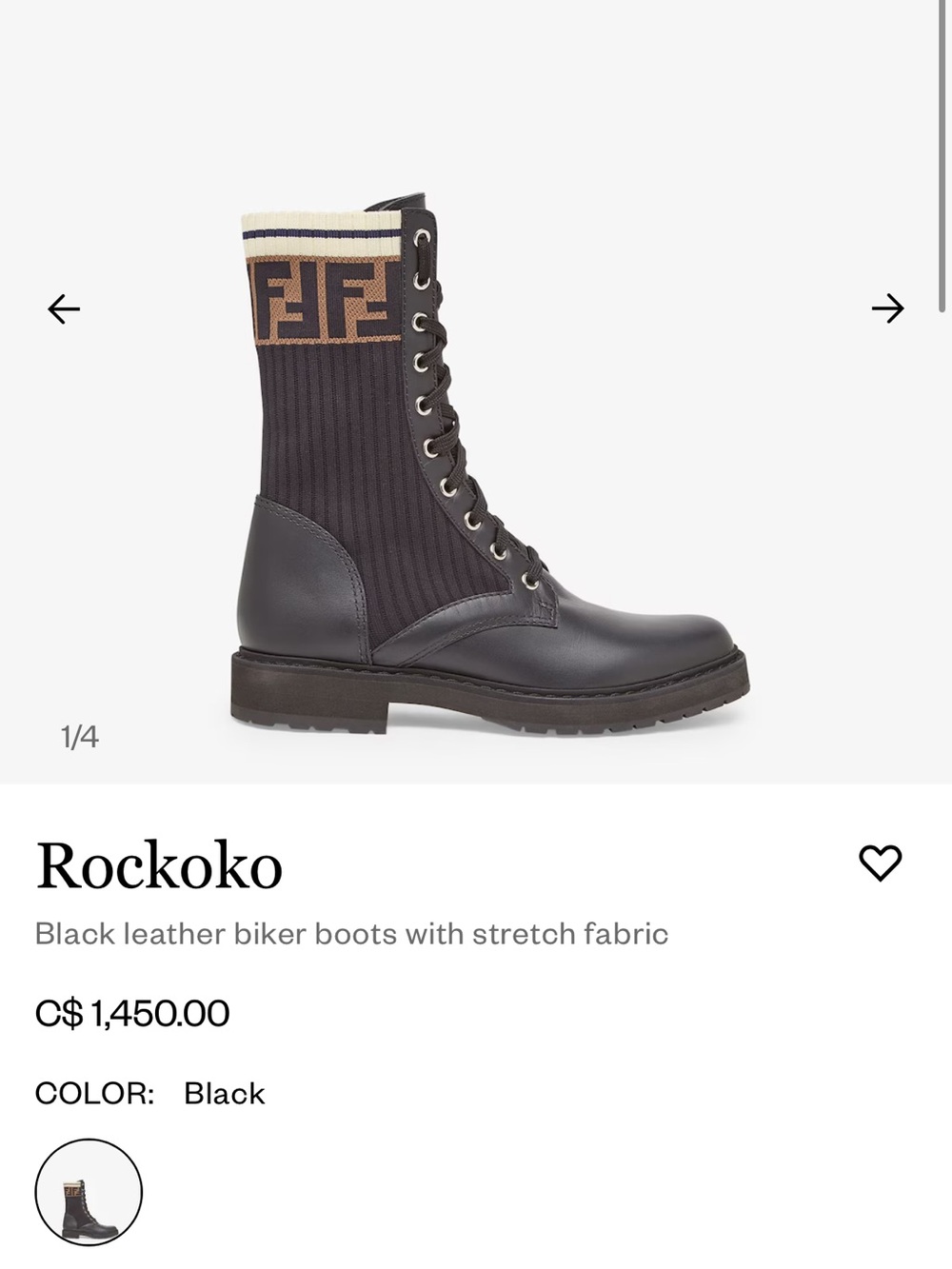Fendi Combat Boots Size 38